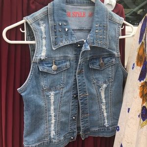 Denim Studded Vest Medium